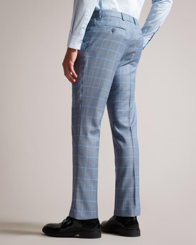 Pantalon Ted Baker Pure Wool Check Suit Bleu Homme | DTW-32749868